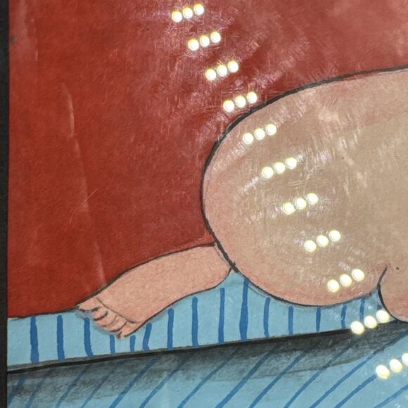 Original Pastel drawing, 'Reclining Nude' Artist Unknown Framed Unsigned 7.5” - Picture 12 of 13